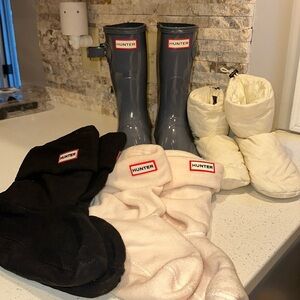 New Hunter original short rain boots gray size 8 with sock inserts